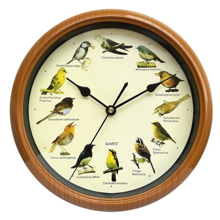 DESIGNICE Vintage American Wall Clock with Cuckoo Bird Chimes, Silent Sweep Second Hand, Auto Night