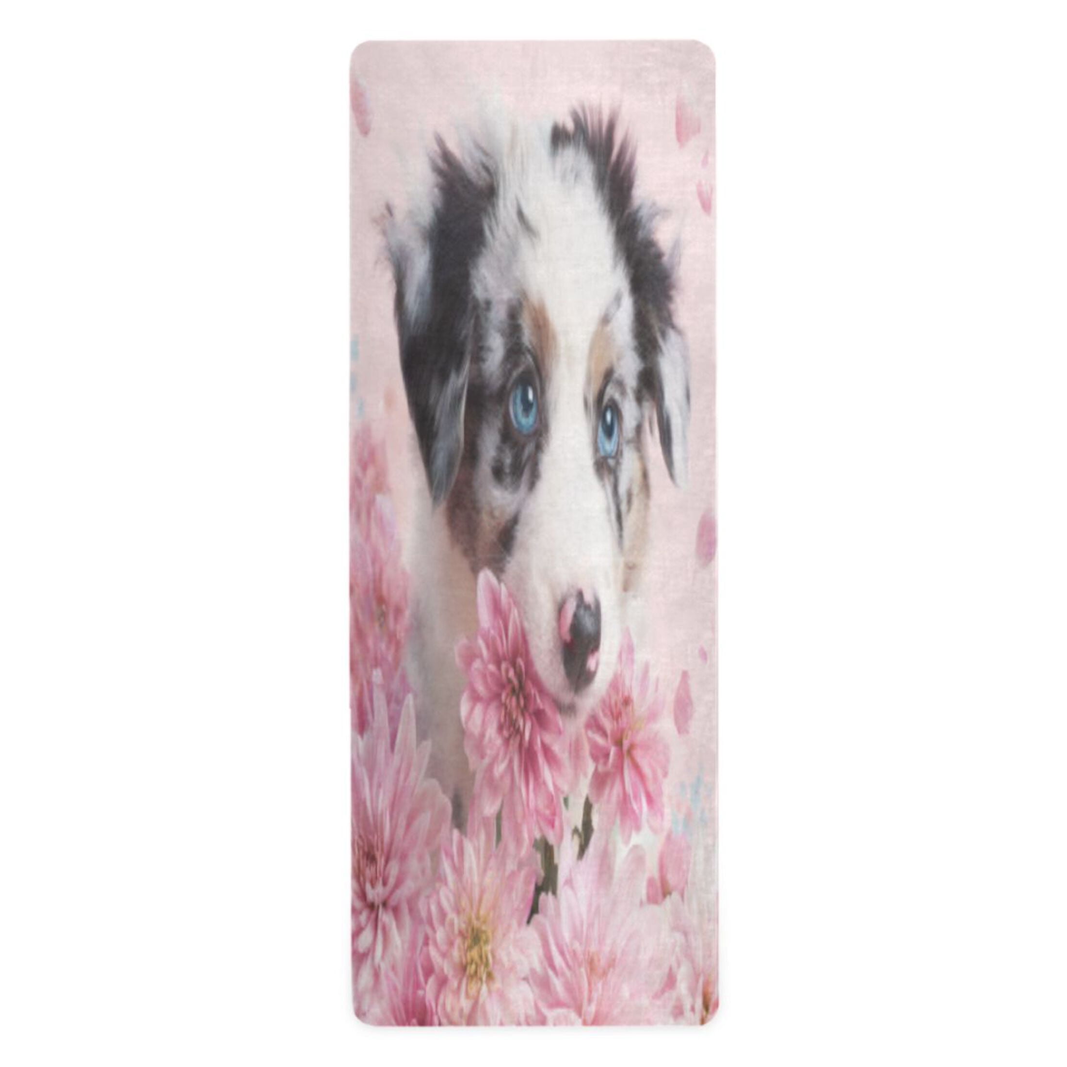 BZSMCE Yoga Mat Women Fitness Mat Pink Petal Pup Pattern