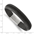thumbnail image 4 of Chisel Stainless Steel Polished Textured Black Italian Leather Bracelet - 8.75", 4 of 6