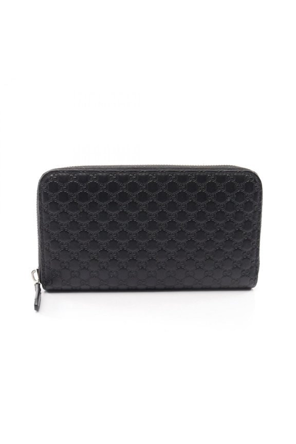 Pre-Owned Gucci Microguccissima Round Long Wallet, Leather, Men's/Women's, Black, 544473