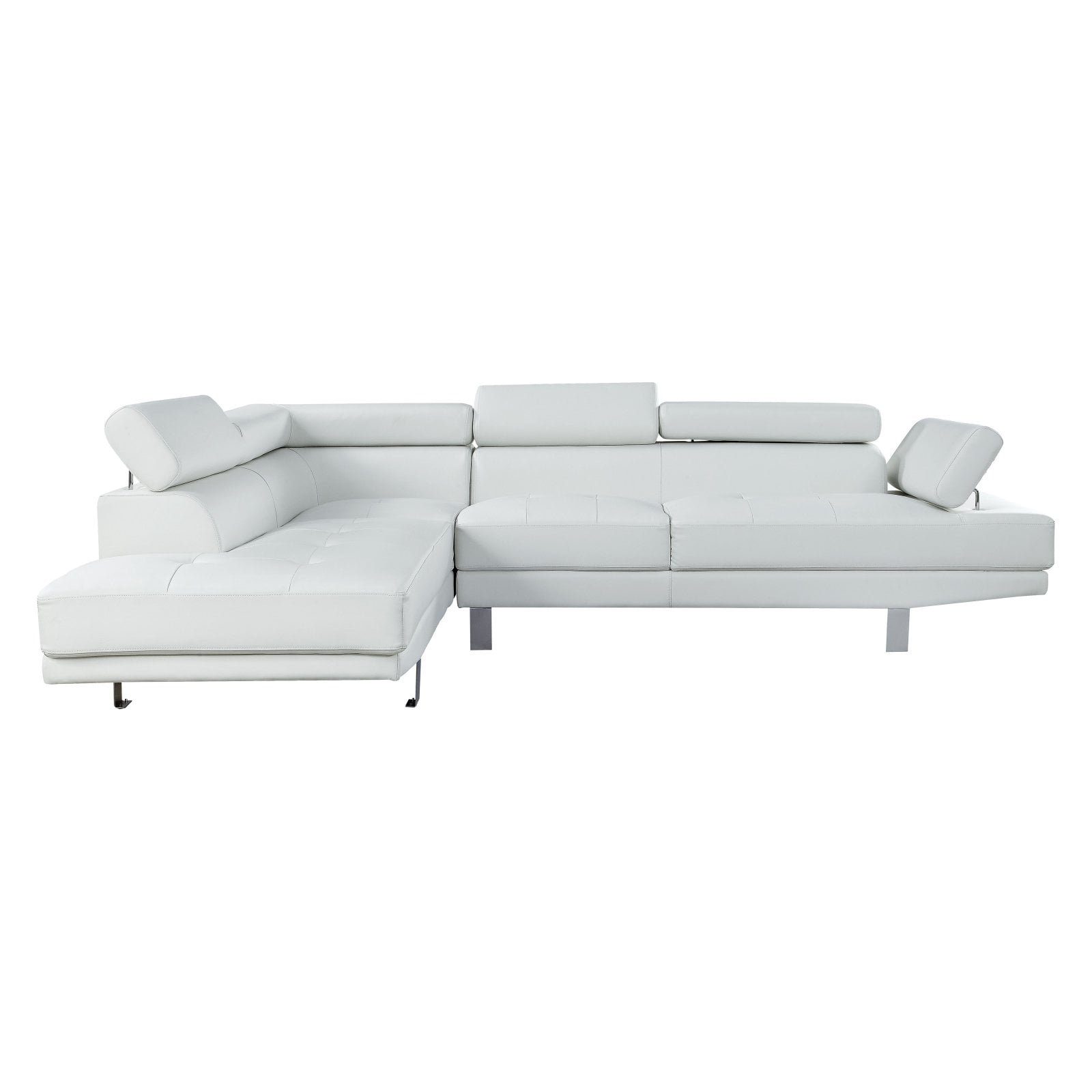 Acme Connor L Shape Sectional Sofa in Cream Faux Leather