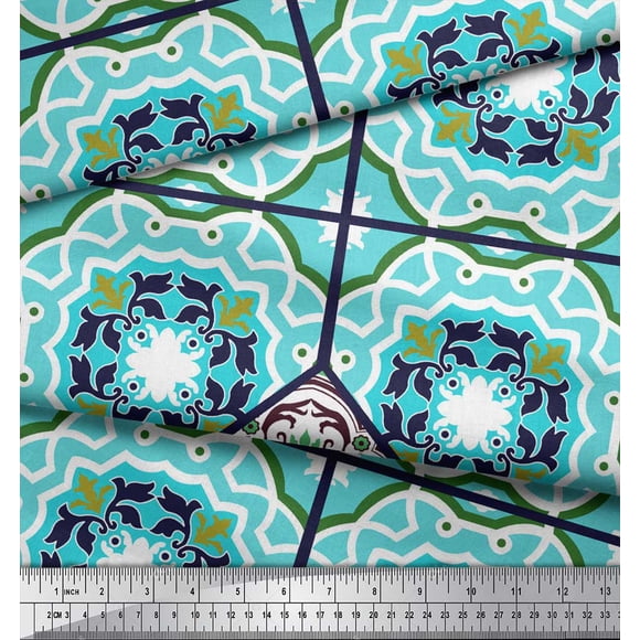 Soimoi Modal Satin Fabric Tiles Moroccan Fabric Prints By Yard 42 Inch Wide