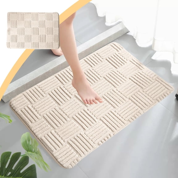 WeDecorBay Lightweight Fast Dry Bathroom Door Rug, SoftHigh Traction Washable Fabric Indoor Water Absorb Foot Carpet 15.7x23.6 In Beige