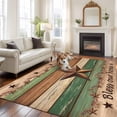 thumbnail image 2 of Western Texas Star Vintage Area Rugs 6'x9', Small Throw Rugs for Kitchen Dining room, Retro Farmhouse Brown Green Wooden Indoor Outdoor Rug Non-Slip Low Pile Carpet Runner Reversible Floor Mats, 2 of 8