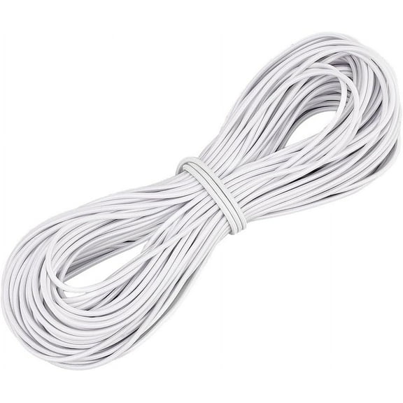 30 Yards Polyester Rubber Elastic Cord Round White 3mm Elastic Fibre