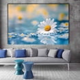 thumbnail image 2 of Mudket White Daisies on Water Canvas Wall Art, Framed Floral Print, Ready to Hang Wall Decor for Living Room Bathroom, Calming Nature Artwork - 12"L x 8"W, 2 of 10