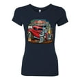 thumbnail image 2 of Wild Bobby, Vintage Hot Rod Old Garage Cars and Trucks Womens Slim Fit Junior Tee, Navy, Small, 2 of 3