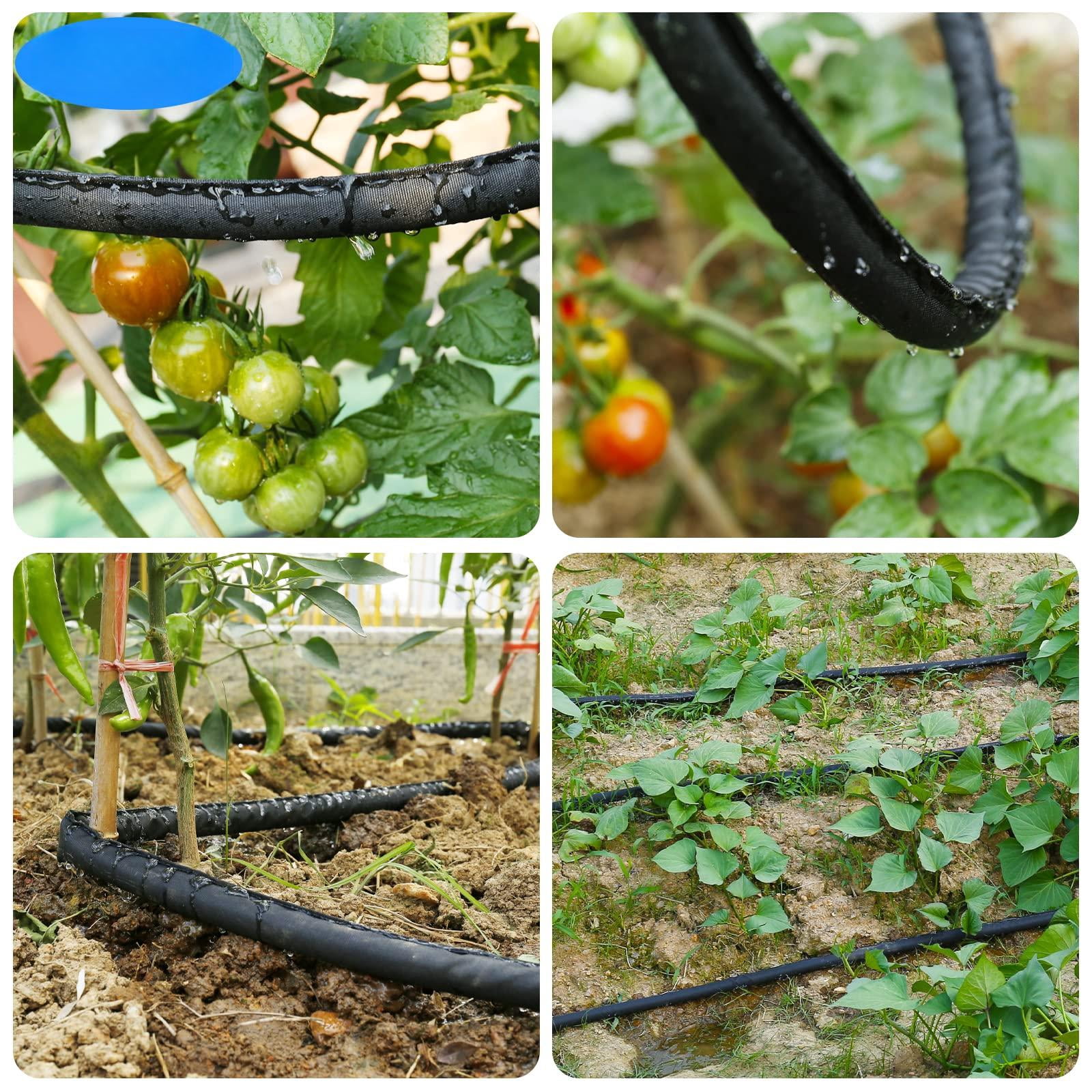 Flat Soaker Hose 25 Ft For Garden Beds  25ft 1/2" Linkable Consistent Drip Irrigation Save 80% Water Leakproof Heavy Duty Double Layer Sprinkler