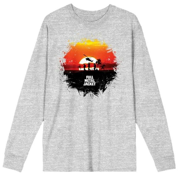 Full Metal Jacket Sunset March Crew Neck Long Sleeve Athletic Heather Adult Tee-Large
