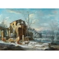 thumbnail image 3 of Dirck Maas 24x18 Black Modern Framed Museum Art Print Titled - A Winter Landscape with an Elegant Company on Sleighs Drawn by Horses, 3 of 5