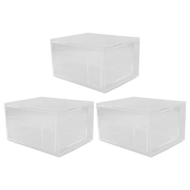GOOHOCHY Organizador de cajones de plástico transparente apilable de 3 piezas, organizador de maquillaje para baño y artículos esenciales de uso diario, para uso doméstico y de oficina.