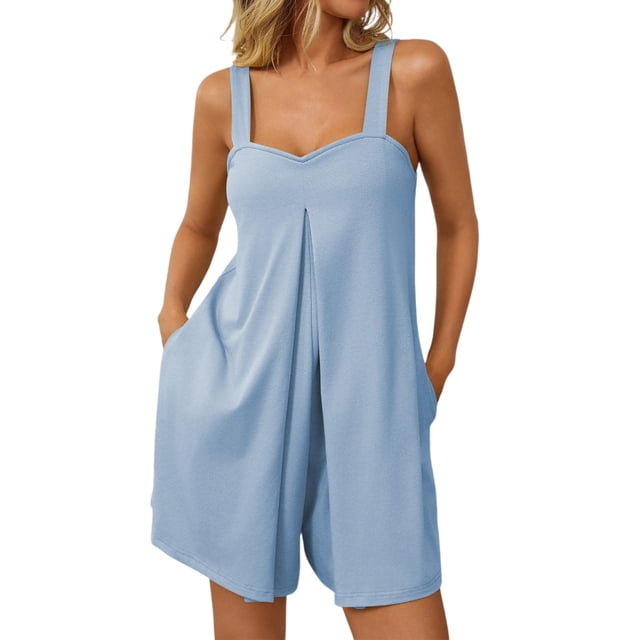 YFELWZ Womens Plus Size Rompers Jumpsuits Casual Summer Outfits 2025 Shorts Overalls With Pockets Loose Clothes BU2 L