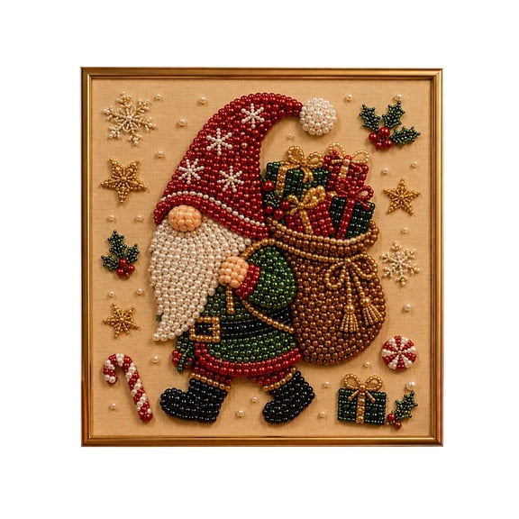 Christmas Diamond Painting Wall Decor Kit with Frame, Pearl Art DIY Craft Set for Adults, Holiday Handmade Artwork Project, 7.9 x 7.9 inch Seasonal Decoration, Creative Christmas Craft Activity