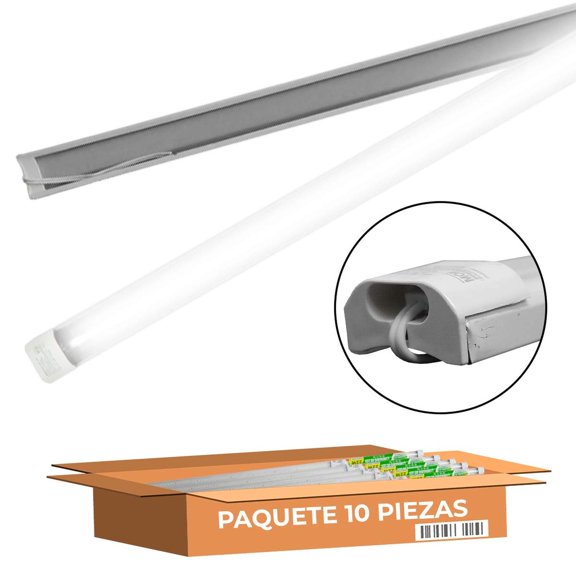 10Pz Tubo Led Regleta 22W Luminaria 110Cm 6500k Luz Fria