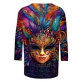 thumbnail image 4 of Oksale Mardi Gras Shirts for Women Plus Size 3/4 Sleeve Shirt Casual Crew Neck Tee Blouses Funny Graphic Feitival Tops 2025, 4 of 5