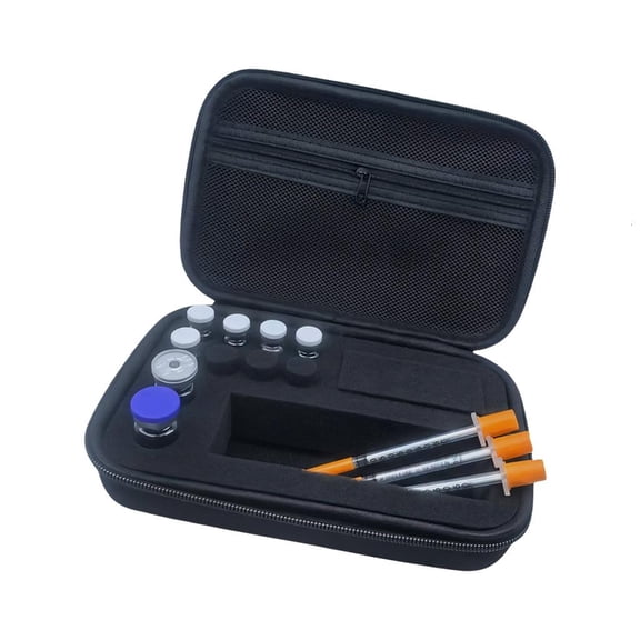Diabetic Travel Case EVA Hard Shell Storage with Mesh Pocket Insert and Full Opening Zipper for Daily Packing