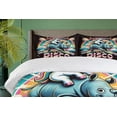 thumbnail image 2 of Ambesonne Funny Duvet Cover Set, Unicorn to the Disco Colorful, King, Black Multicolor, 2 of 5