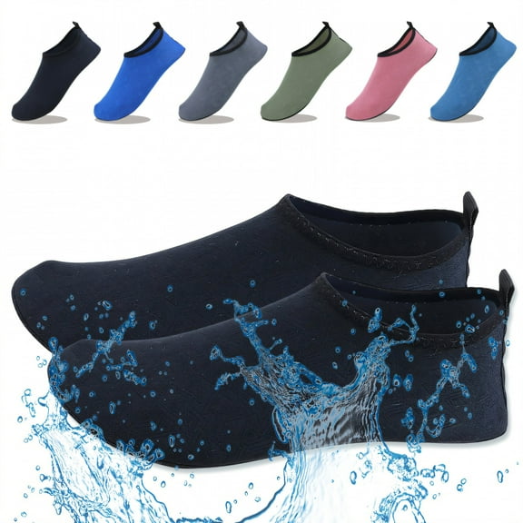 TELOLY Water Shoes for Women Men,Efficient Drying Swim Shoes,Water Socks for Pool Yoga Surf Beach Swim,Black
