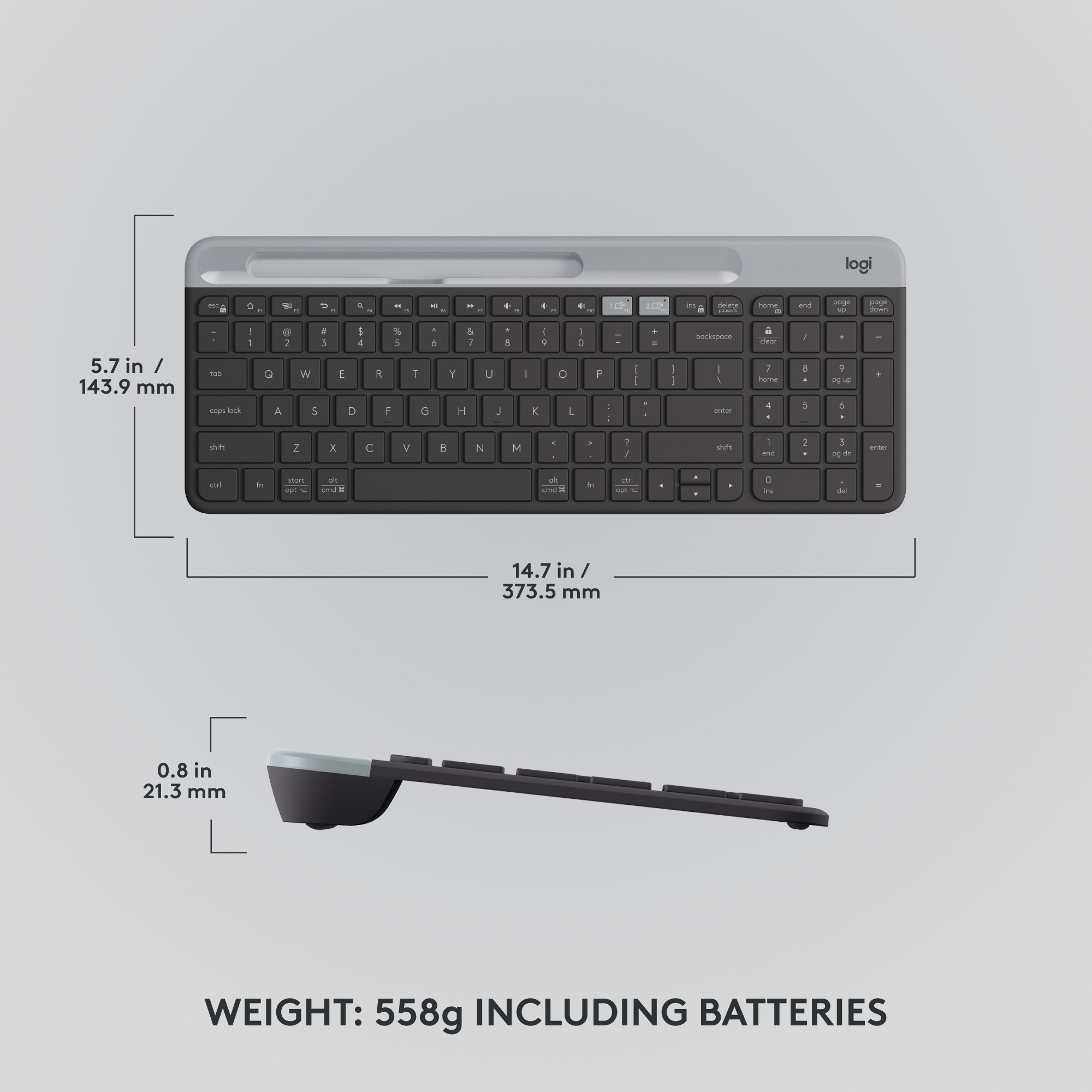 Logitech K585 Slim Wireless Keyboard with Phone Cradle photo 3