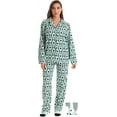 thumbnail image 2 of #FollowMe Printed Microfleece Button Front PJ Pant Set with Socks (Mint - Panda Jam, Small), 2 of 5