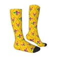 thumbnail image 3 of Easygdp Mardi Gras Crayfish and Fleur de lis Soccer Socks Sport Knee High Socks Calf Compression Athletic Socks for Men and Women, 3 of 9
