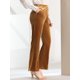 thumbnail image 4 of Pantalones de Terciopelo de Cintura Alta Causales Allegra K Marrón M, 4 of 6