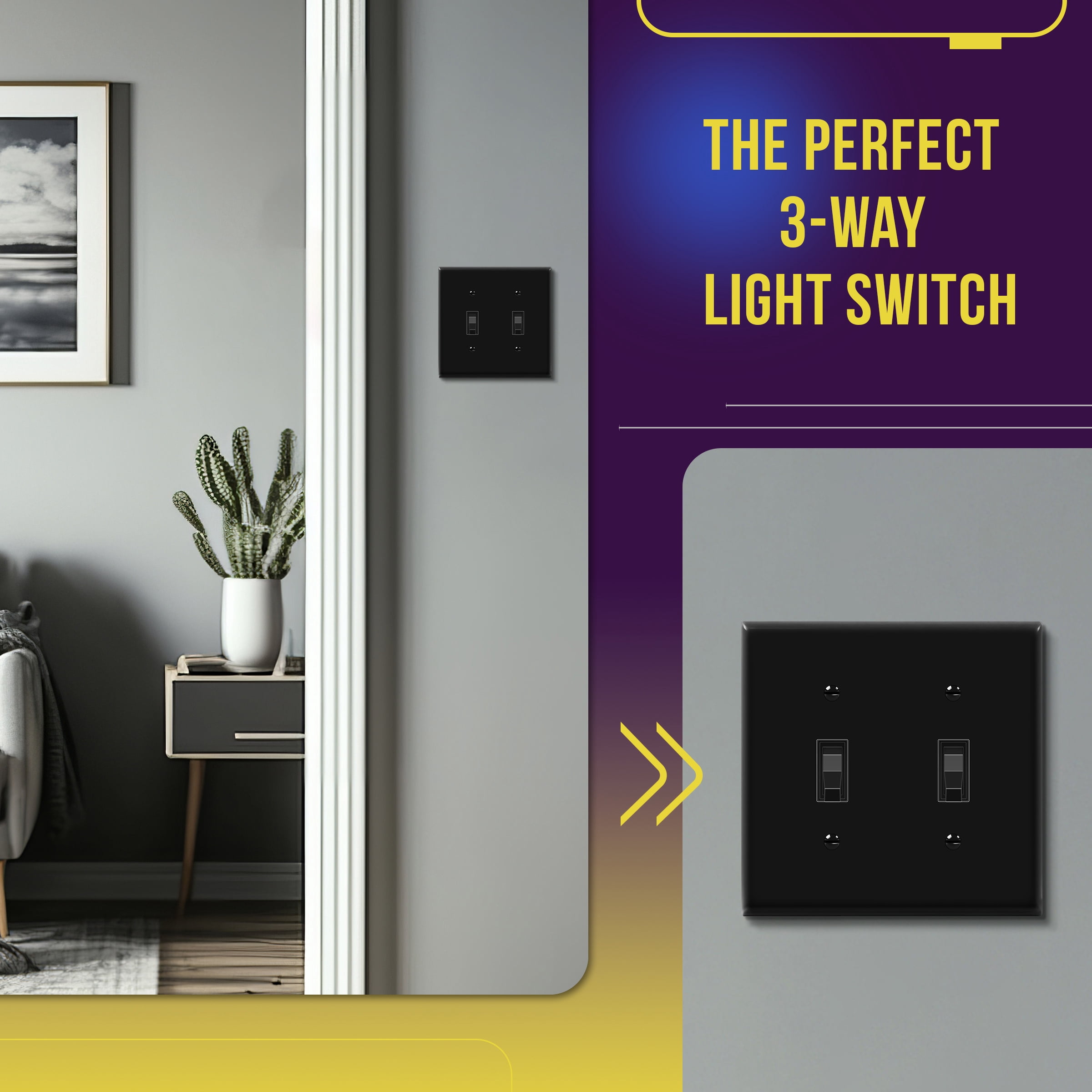 ENERLITES Toggle Light Switch, 3-Way or Single Pole, 15A 120-277V, Grounding Screw, Residential Grade, UL Listed, 83150-BK-10PCS, Black (10 Pack)