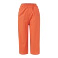 thumbnail image 4 of Gibobby Conjunto de sudadera informal para mujer Mujer Casual Color sólido Algodón Lino Cuello redondo Manga larga Botón Top Pantalones Conjunto(Naranja,XL), 4 of 5
