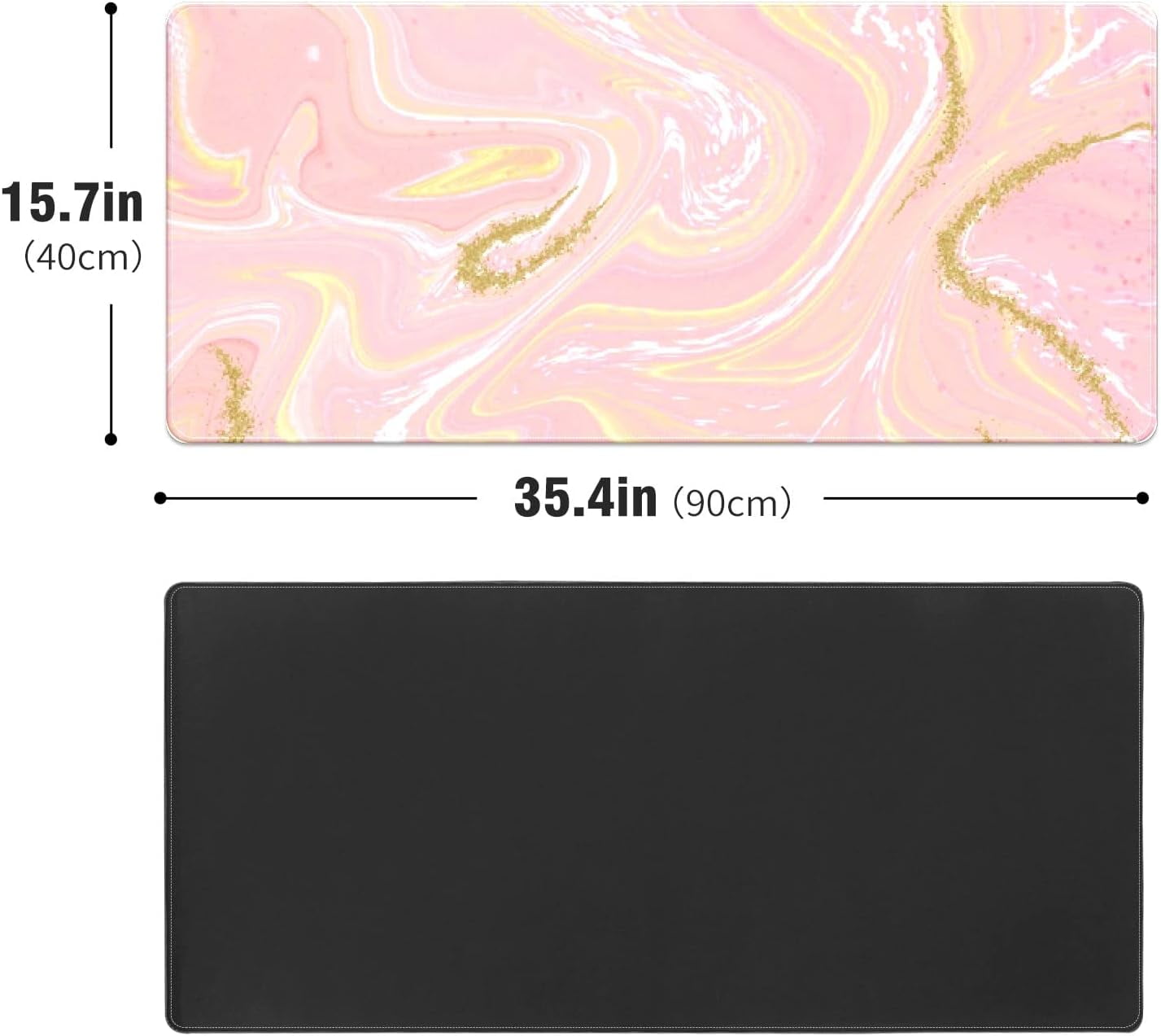 Beauty Pink Gold Sparkling Marble Desk Mat, Desk Accessory, Cute Workspace, Trendy Workspace, Trendy, 35.4x15.7in Large Gaming Mouse Pad, Cute Desk Topper, Pretty Desk Pad