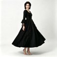 thumbnail image 6 of YTCAMLO Plus Size Halloween Long Dresses for Women Vintage Lace Up Long Flared Sleeve Medieval Costume Gothic Medieval Dress, 6 of 7