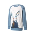 thumbnail image 3 of Arvbitana Women Easter Sweatshirts Cartoon Rabbit Print Long Sleeve Hoodies Spring Autumn Casual Pullover Tops Lightweight Basic Tee, 3 of 9