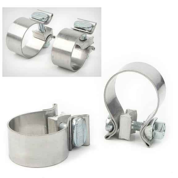 ZS 2pcs/Pair Universal Chrome Motorcycle 1.75 inch Exhaust Muffler Clamp For Harley Davidson Stainless Steel