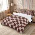 thumbnail image 2 of Homewish Retro Plaid Duvet Cover Queen, Classic Grid Queen Bedding, Brown Tan,Reversible,3-Piece,No Comforter1 Duvet Cover and 2 Pillowcases, 2 of 6