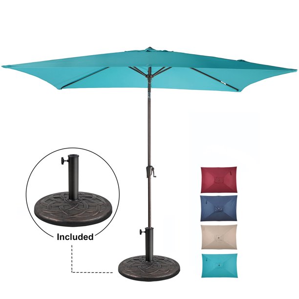 Patio Umbrella, 6.6 x 9.8ft Rectangular Outdoor Table Market Umbrella