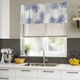 thumbnail image 4 of Blue White Curtain Valances for Windows, Kitchen Valance Window Treatments Panel 2 Pack, Abstract Grey Chrysanthemum Flower Floral Rod Pocket Short Curtains for Bathroom Bedroom 60 x 18 Inch, 4 of 8
