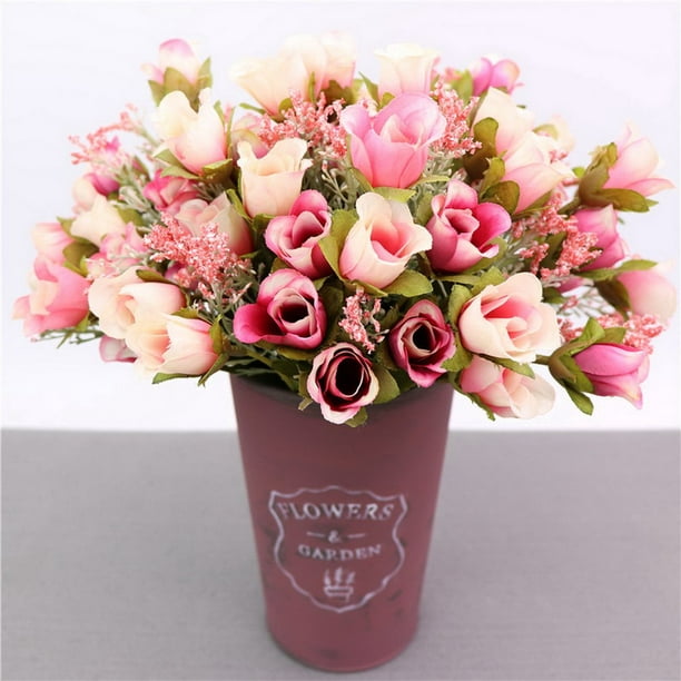 20 Roses de Tête Bundle Maison Salon Décoration de Mariage Fleurs Soie Fleur Artificielle