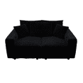 thumbnail image 6 of 82.7" Plush Corduroy 3-Seat Sofa in Black - Modern Cloud Couch with Ottoman, Deep Seat, Soft Pillows, Solid Wood Frame, 750LB Capacity, Perfect for Living Room Comfort, 6 of 19