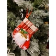 thumbnail image 4 of Christmas Joy, Set of 4, 3D Christmas Theme Stockings Gift & Candy Bag & Tableware Holder Ornament Animated Santa Reindeer Snowman Dog, Red Plaid, Set of 8, 4 of 11