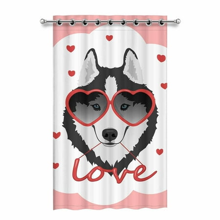 MKHERT Dog with Glasses Blackout Window Curtain Drapes Bedroom Living Room Kitchen Curtains 52x84 inch