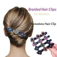 thumbnail image 4 of Newnewlooks - Pinzas para el pelo trenzadas con piedras de cristal brillantes, 4 pinzas para el pelo trenzadas triples Rsvelte con 3 pinzas pequeñas para mujer, pinzas pequeñas para trenzas de pelo co, 4 of 7