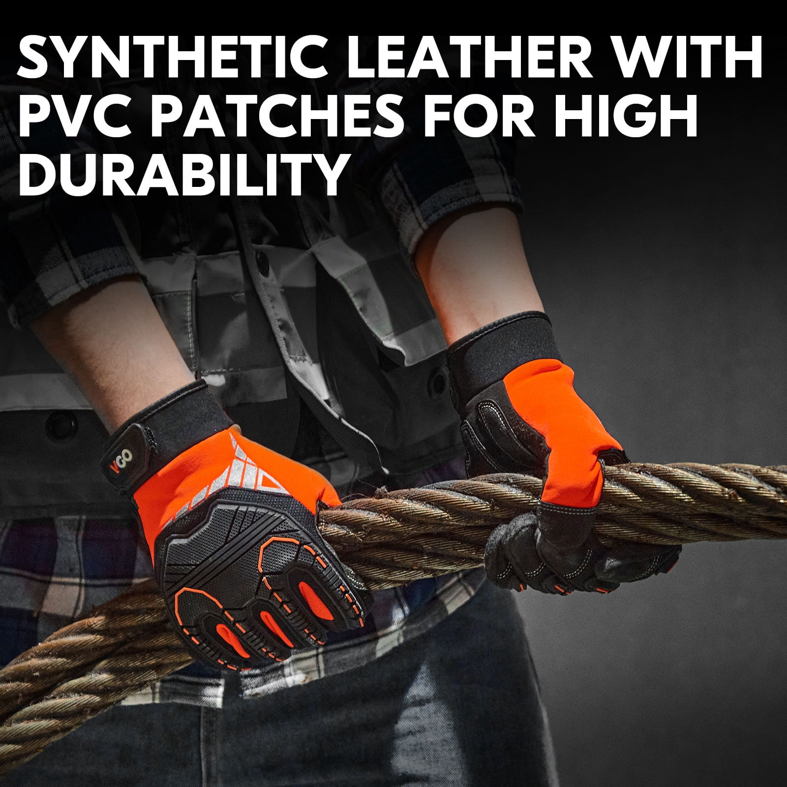 Vgo... 1Pair Safety Work Gloves,Mechanics Gloves,Impact Gloves,Anti-Vibration Gloves,Rigger Gloves,Heavy Duty(SL8849)