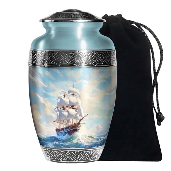 KARYLIZ Ship Memorial Urns For Human Ashes Male Large Urn For Adult Father 10 Inch