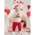 thumbnail image 5 of Jxzom Toddler Baby Boy Girl Valentines Day Outfit Heart Embroidery Long Sleeve Letter Print Crewneck Sweatshirt Tops Long Pants 2Pcs Spring Clothes Set, 5 of 10