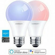 Merkury Innovations Smart Wi-Fi LED Color Light Bulbs 2-Pack COMPATIBLE wALEXA and GOOGLE HOME