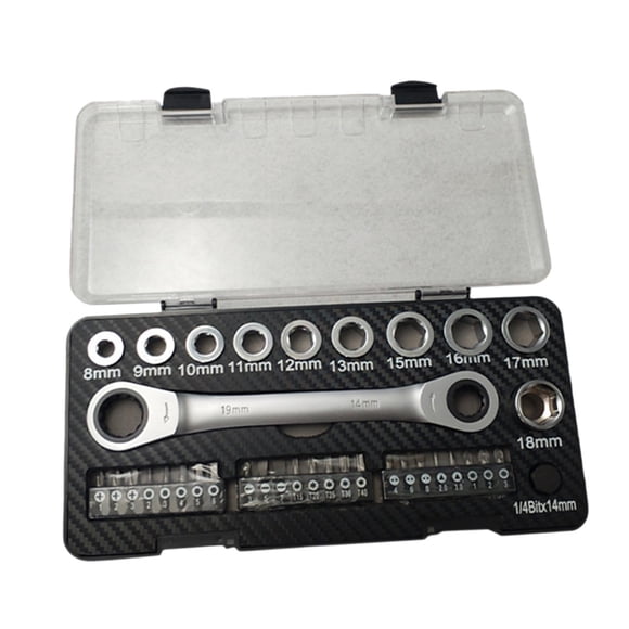 Kit de llaves de trinquete de tubo métrico de 36 piezas, vasos de 8-18 mm, accesorio de 21 cm de longitud para llaves domésticas de 14 mm y 19 mm