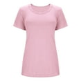 thumbnail image 6 of Women Slim Knit Tops Summer Crew Neck Lace Base Shirt Fashion Short Sleeve Comfy T-Shirt, 6 of 9