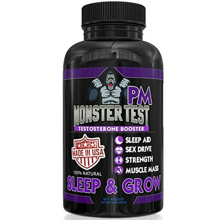 Angry Supplements Monster Test PM Night-Time Testosterone Booster and Sleep Aid (60