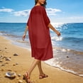 thumbnail image 5 of Womens Premium Lightweight Kimono Swimsuit Coverup Beach Loose Open Front Side Split Flowy Sleeve Bikini Bathing Suit Cover Ups,Red,XXXXL, 5 of 9