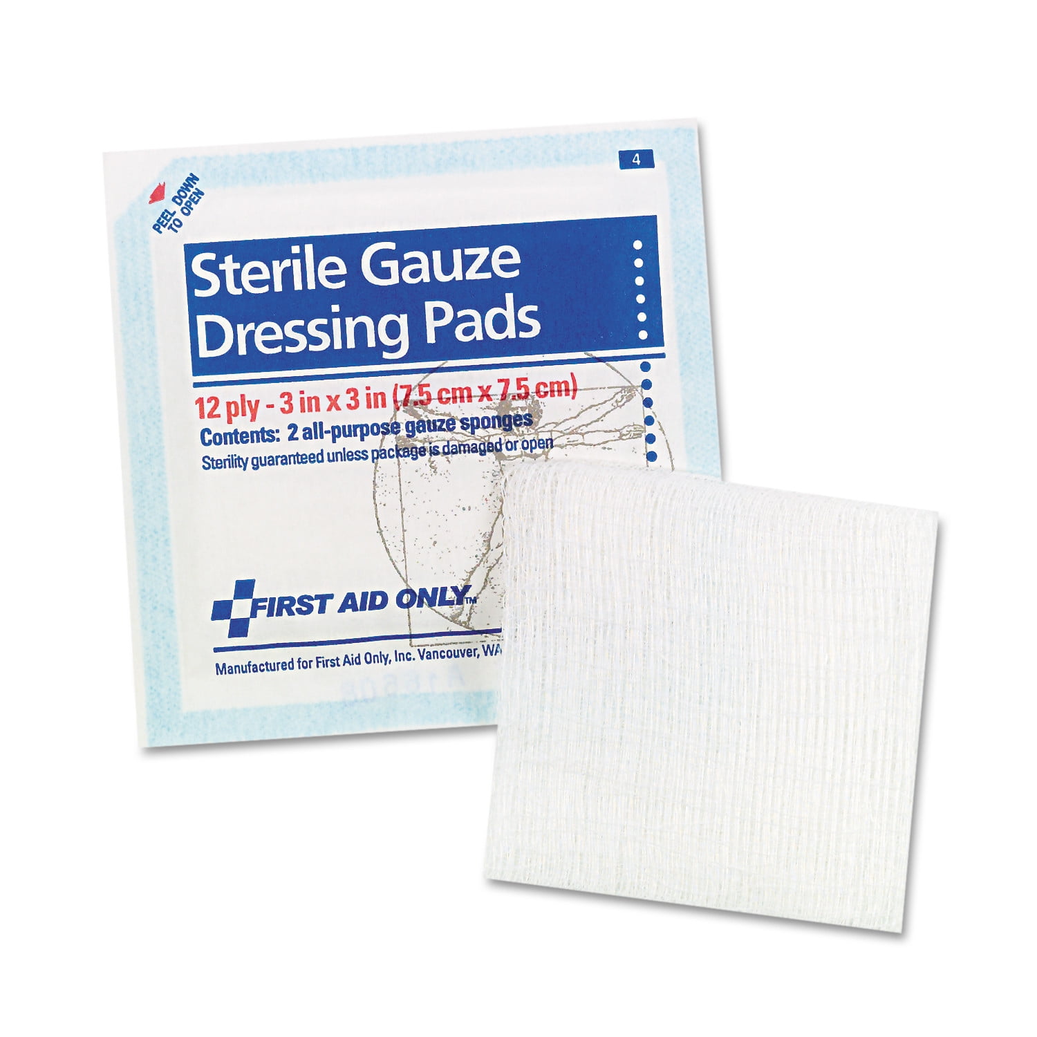 First Aid Only Gauze Pads, 3" x 3", 5/Pack