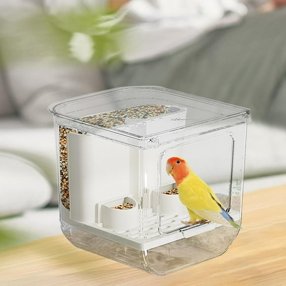 Comedero automático para pájaros, dispensador de comida, gran capacidad de 700 g, jaula para mascotas, contenedor de comida para pájaros pequeños y